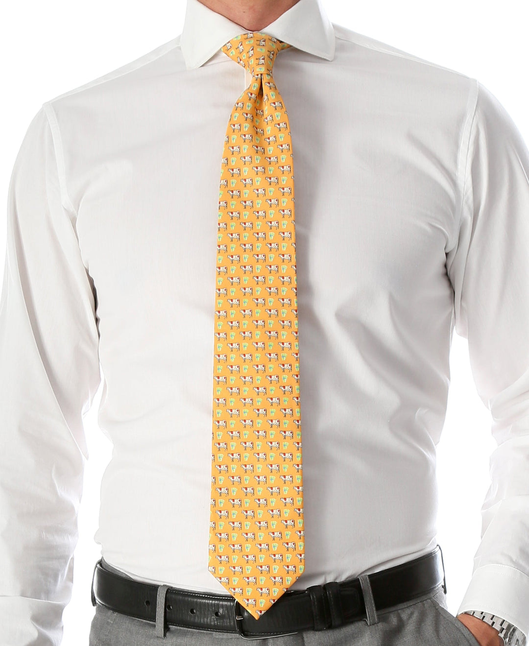 Cow Citrus Necktie with Handkerchief Set - FHYINC best men&