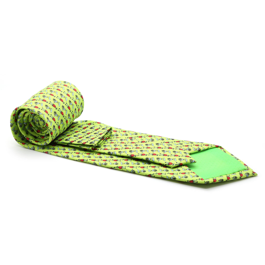 Carriage Driver Lime Green Necktie with Handkerchief Set - FHYINC best men&