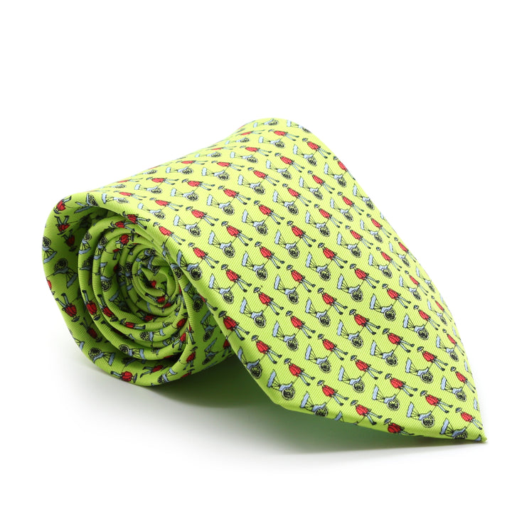 Carriage Driver Lime Green Necktie with Handkerchief Set - FHYINC best men&