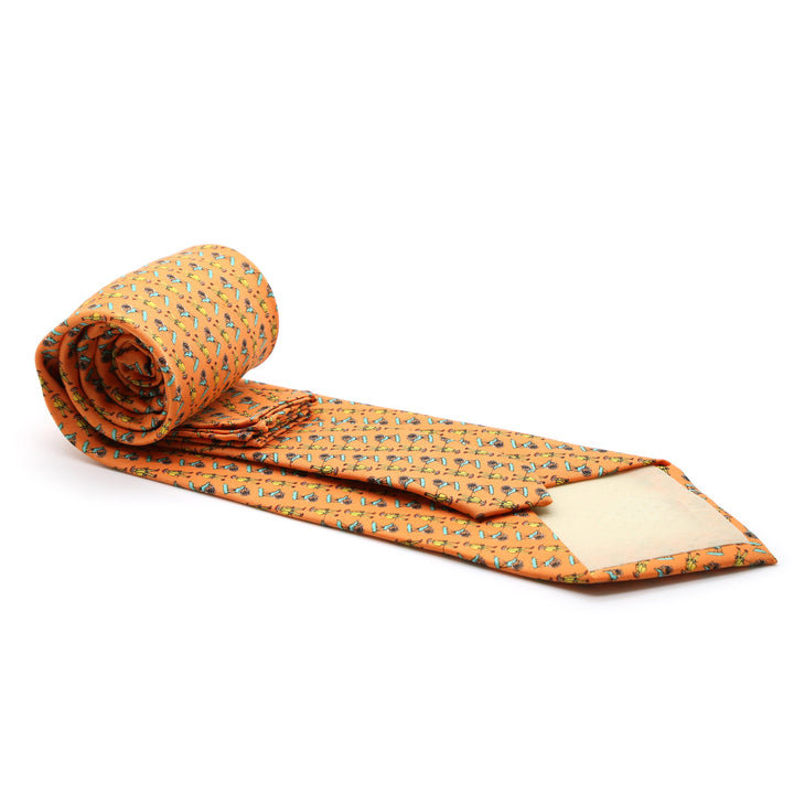 Carriage Driver Orange Necktie with Handkerchief Set - FHYINC best men&