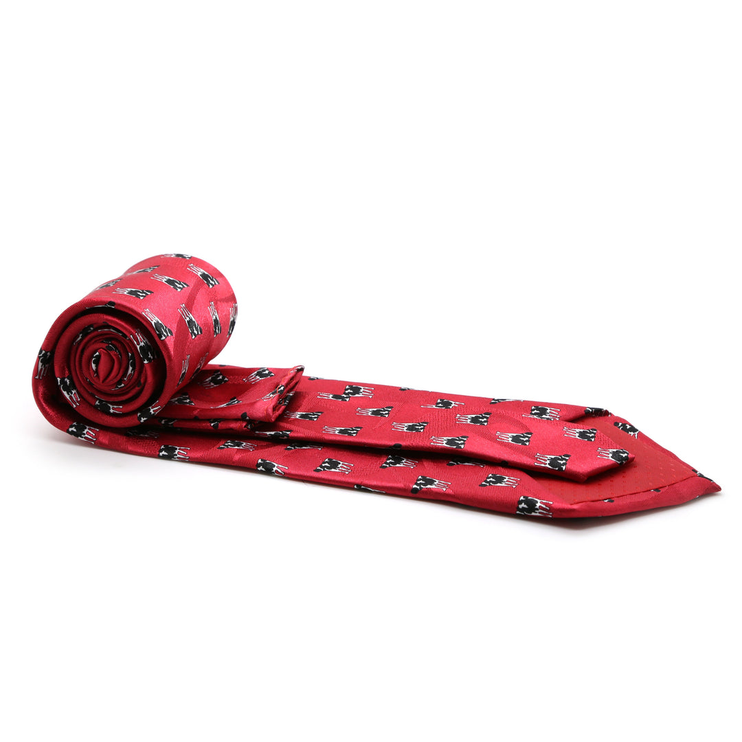 Cow Red Necktie with Handkerchief - FHYINC best men&