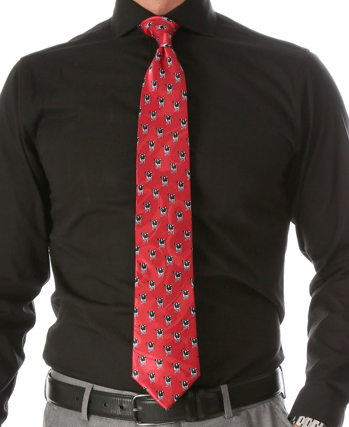 Cow Red Necktie with Handkerchief - FHYINC best men&