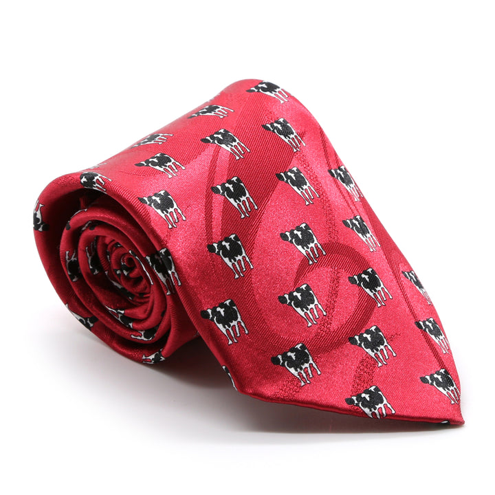 Cow Red Necktie with Handkerchief - FHYINC best men&