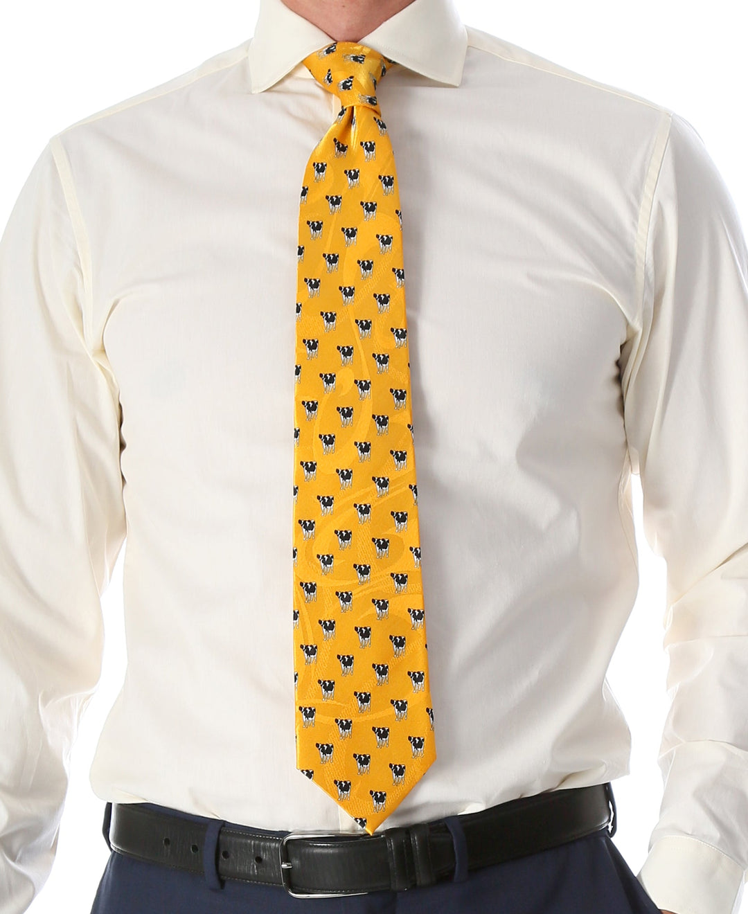 Cow Yellow Necktie with Handkerchief Set - FHYINC best men&