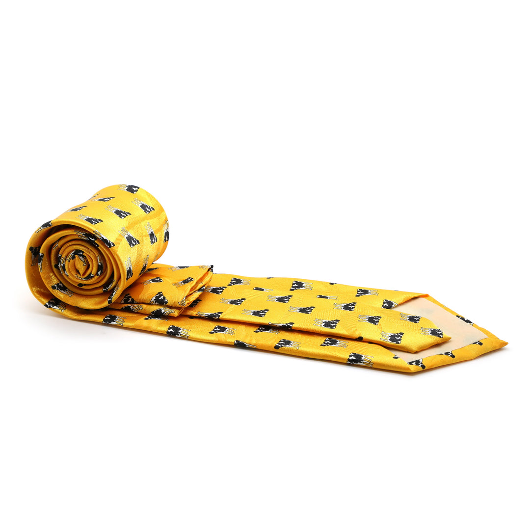 Cow Yellow Necktie with Handkerchief Set - FHYINC best men&