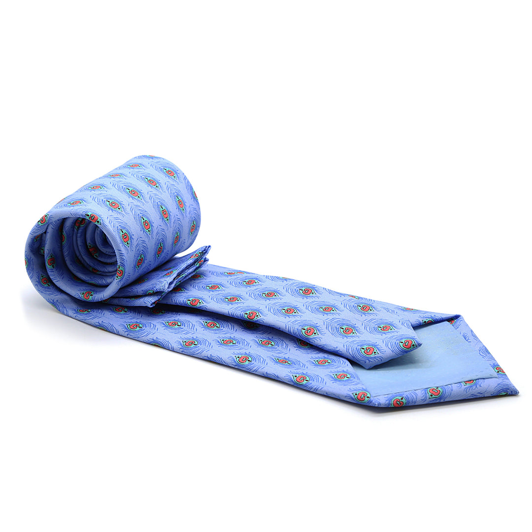 Feather Blue Necktie with Handkerchief Set - FHYINC best men&