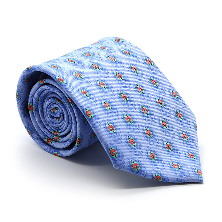 Feather Blue Necktie with Handkerchief Set - FHYINC best men&
