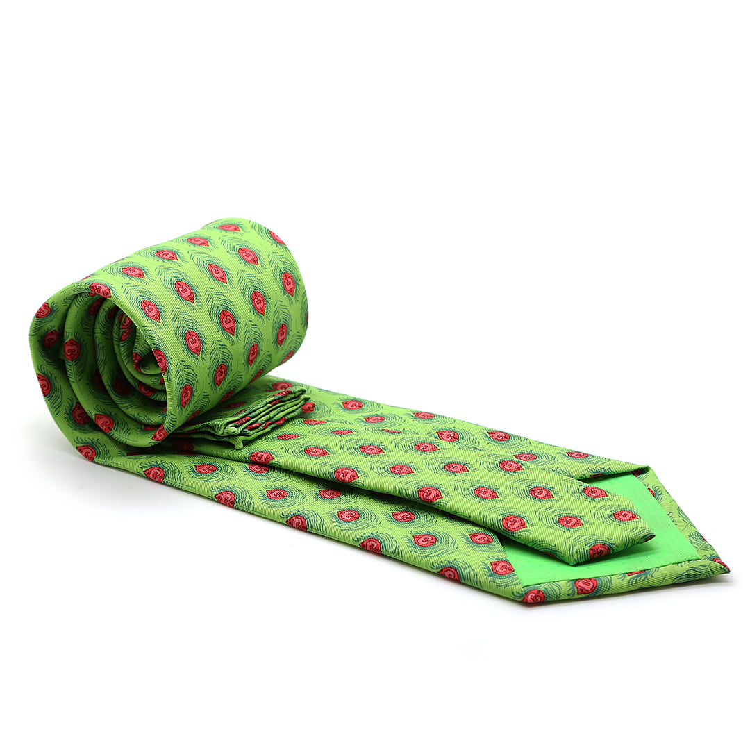 Feather Green Necktie with Handkerchief Set - FHYINC best men&