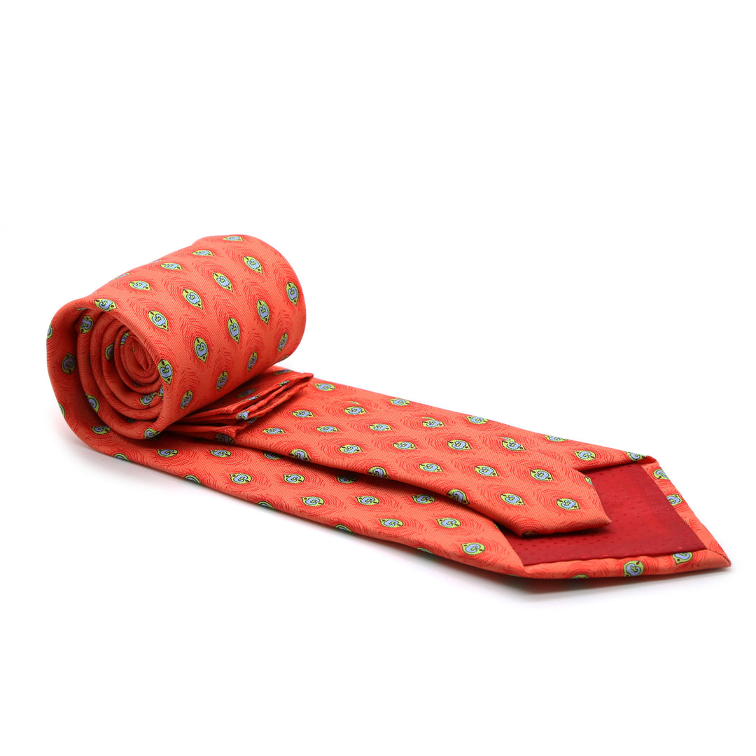 Feather Orange Necktie with Handkerchief Set - FHYINC best men&