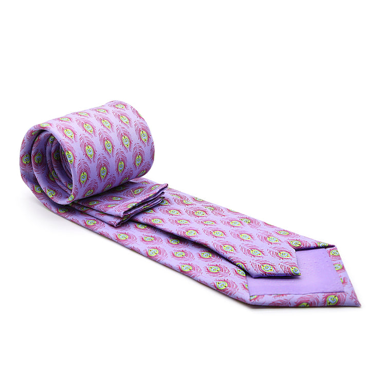 Feather Purple Necktie with Handkerchief Set - FHYINC best men&
