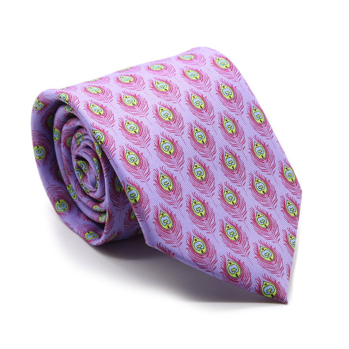 Feather Purple Necktie with Handkerchief Set - FHYINC best men&