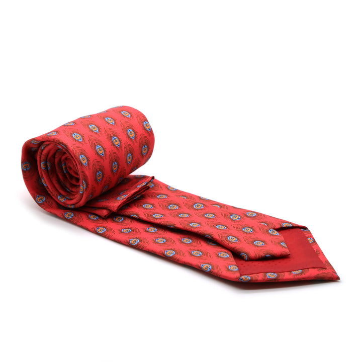 Feather Red Necktie with Handkerchief Set - FHYINC best men&