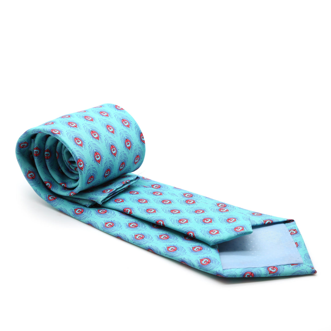 Feather Teal Necktie with Handkerchief Set - FHYINC best men&
