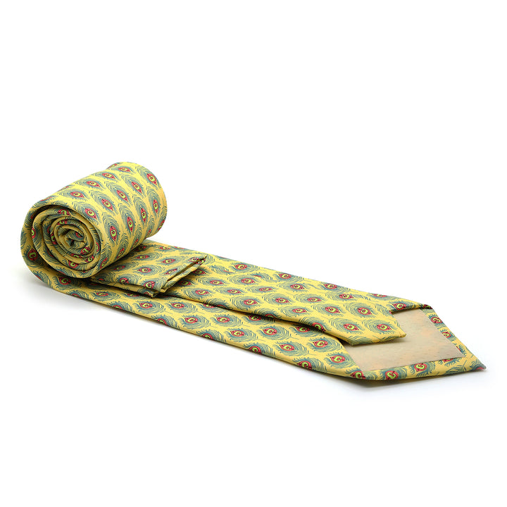 Feather Yellow Necktie with Handkerchief Set - FHYINC best men&