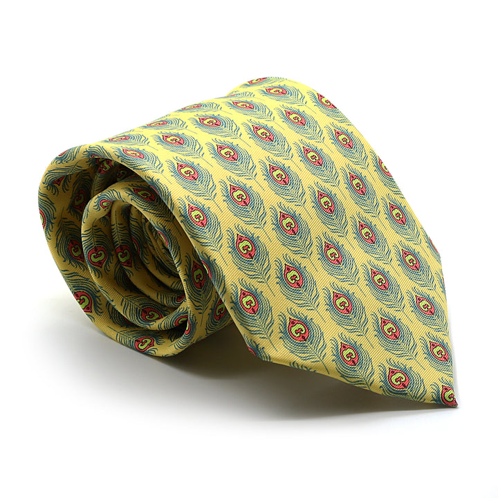 Feather Yellow Necktie with Handkerchief Set - FHYINC best men&