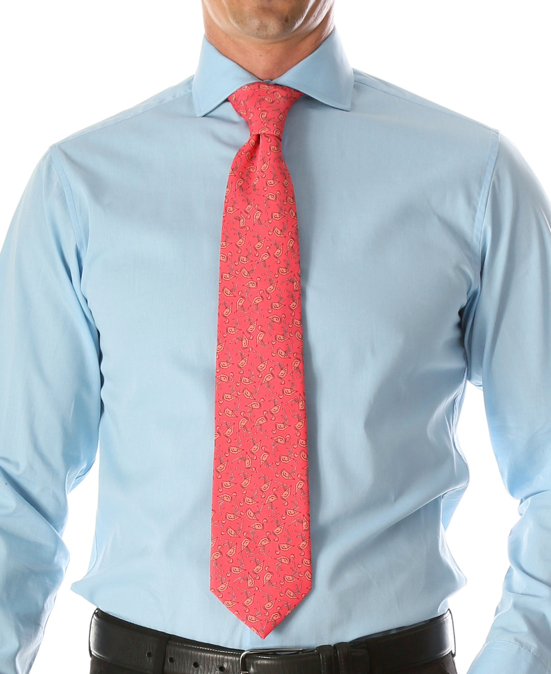 Flamingo Pink Necktie with Handkerchief Set - FHYINC best men&