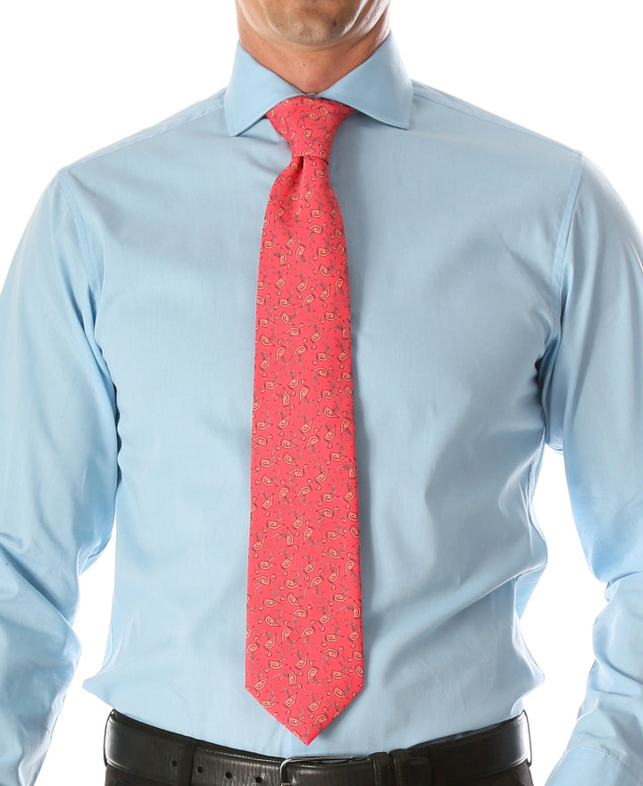 Flamingo Pink Necktie with Handkerchief Set - FHYINC best men&