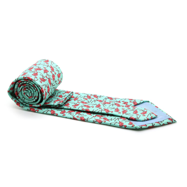 Flamingo Turquoise Necktie with Handkerchief Set - FHYINC best men&
