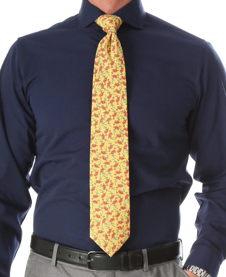 Flamingo Yellow Necktie with Handkerchief Set - FHYINC best men&