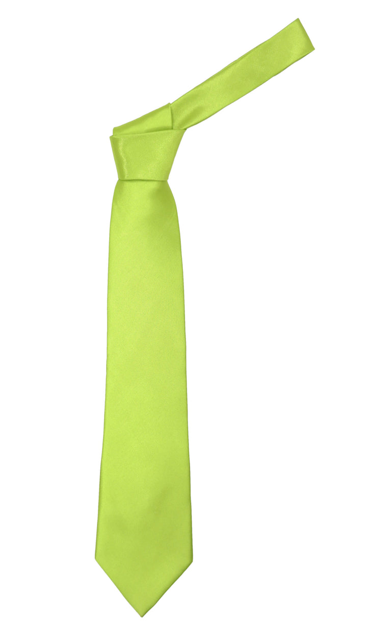 Solid Color Neck Tie Green Neon Necktie - FHYINC best men&