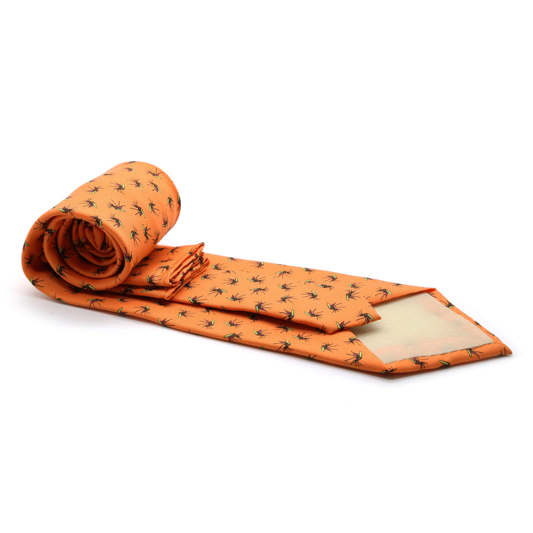 Mosquito Orange Necktie with Handkerchief Set - FHYINC best men&