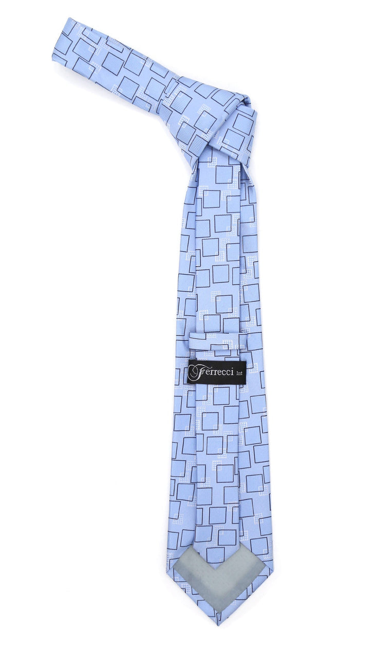 Sky blue Geometric Necktie with Handkerchief Set - FHYINC best men&