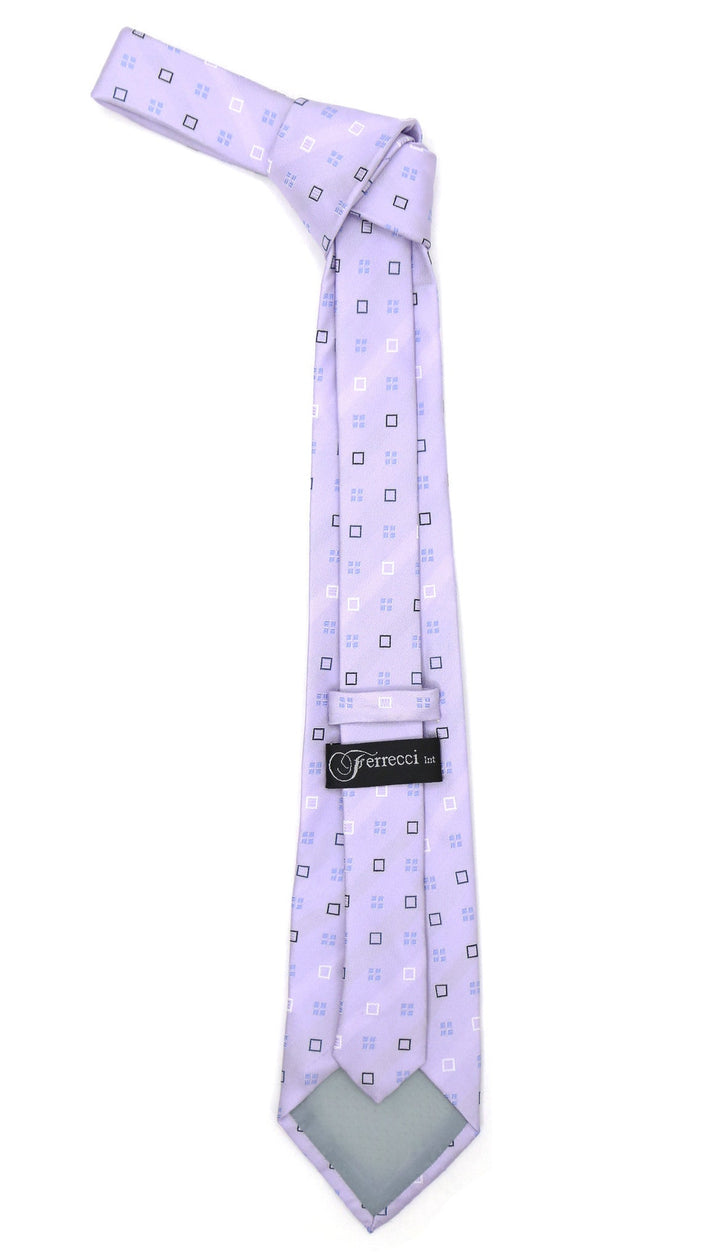 Lavender Geometric Necktie with Handkerchief Set - FHYINC best men&