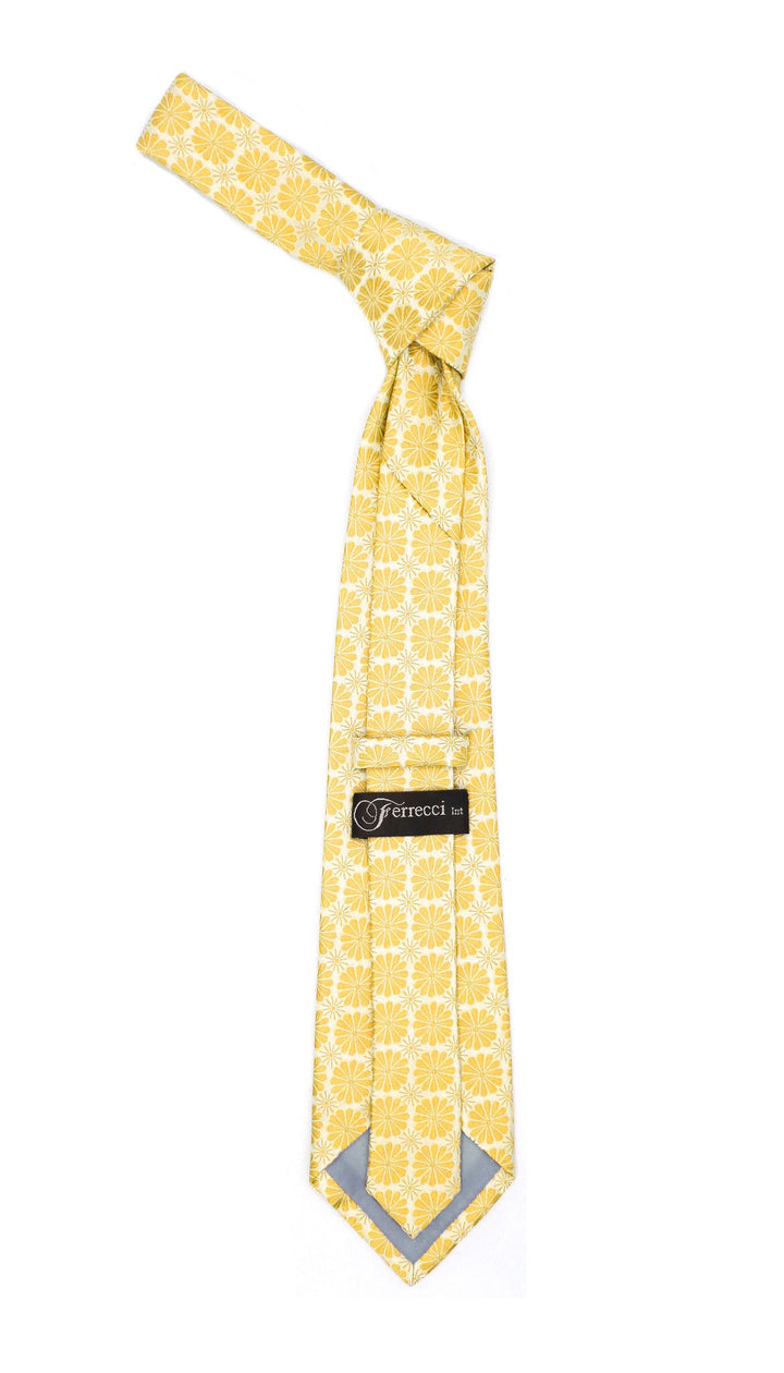 Floral Yellow Necktie with Handkderchief Set - FHYINC best men&