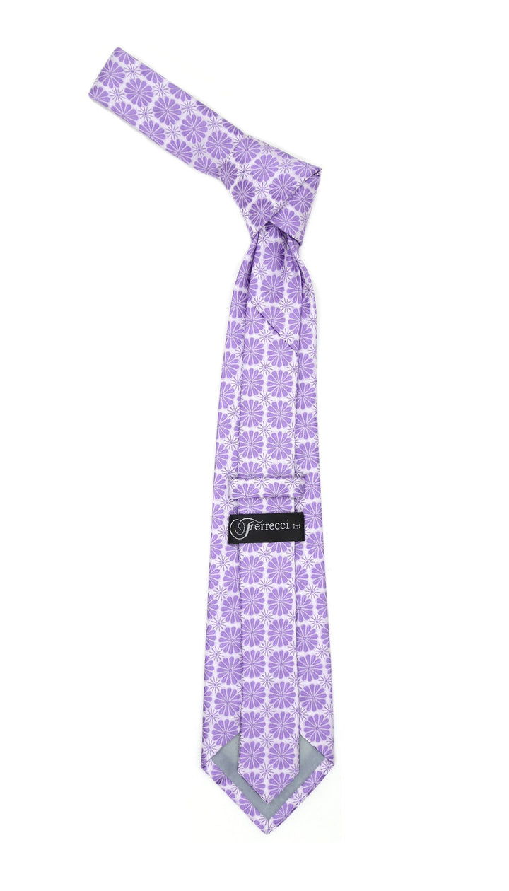 Floral Lavender Necktie with Handkderchief Set - FHYINC best men&