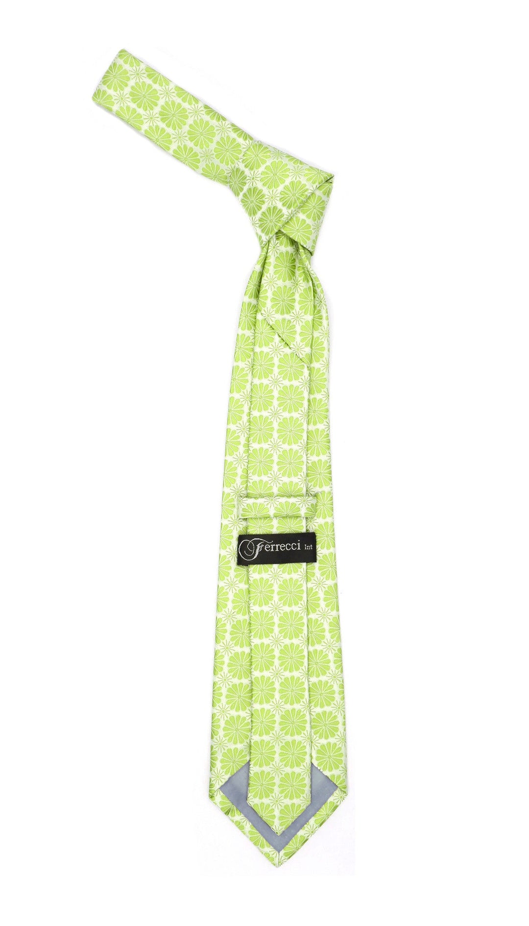Floral Lime Green Necktie with Handkderchief Set - FHYINC best men&
