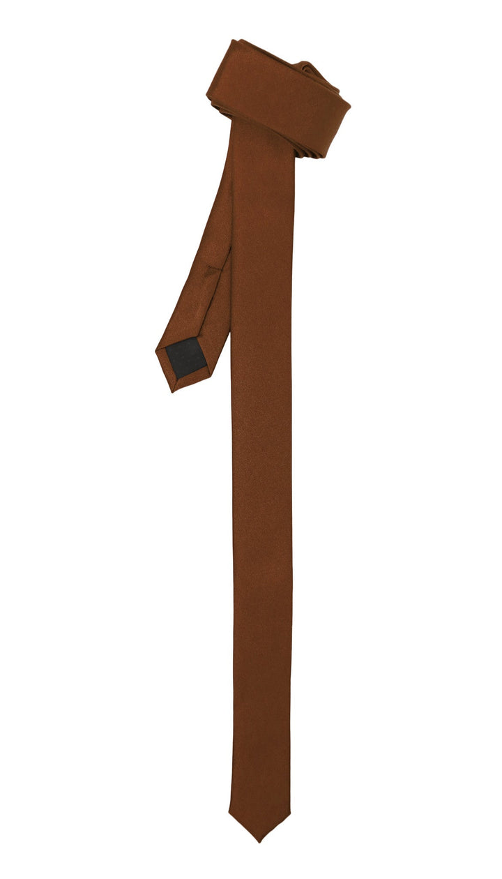 Super Skinny Brown Shiny Slim Tie - FHYINC best men&