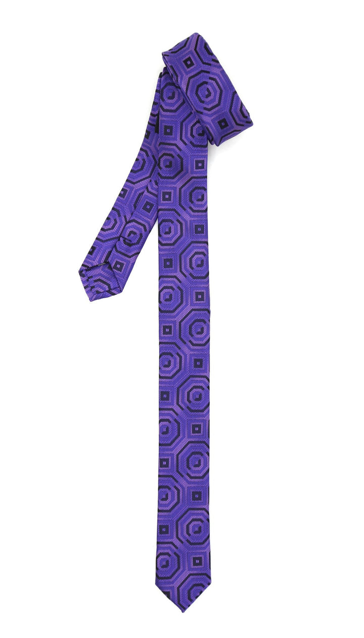 Super Skinny Retro Geometric Purple Slim Tie - FHYINC best men&