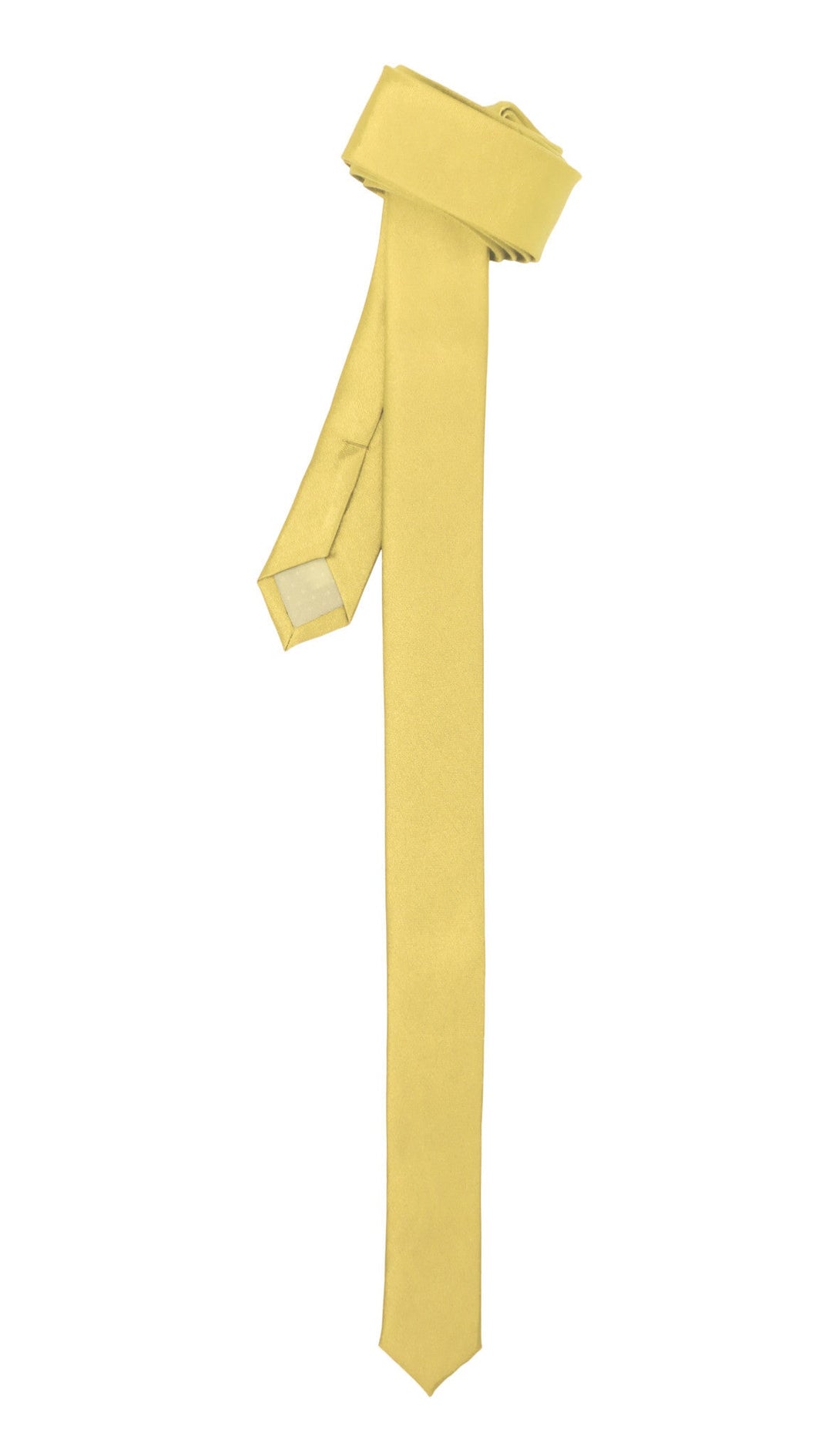 Super Skinny Light Yellow Shiny Slim Tie - FHYINC best men&