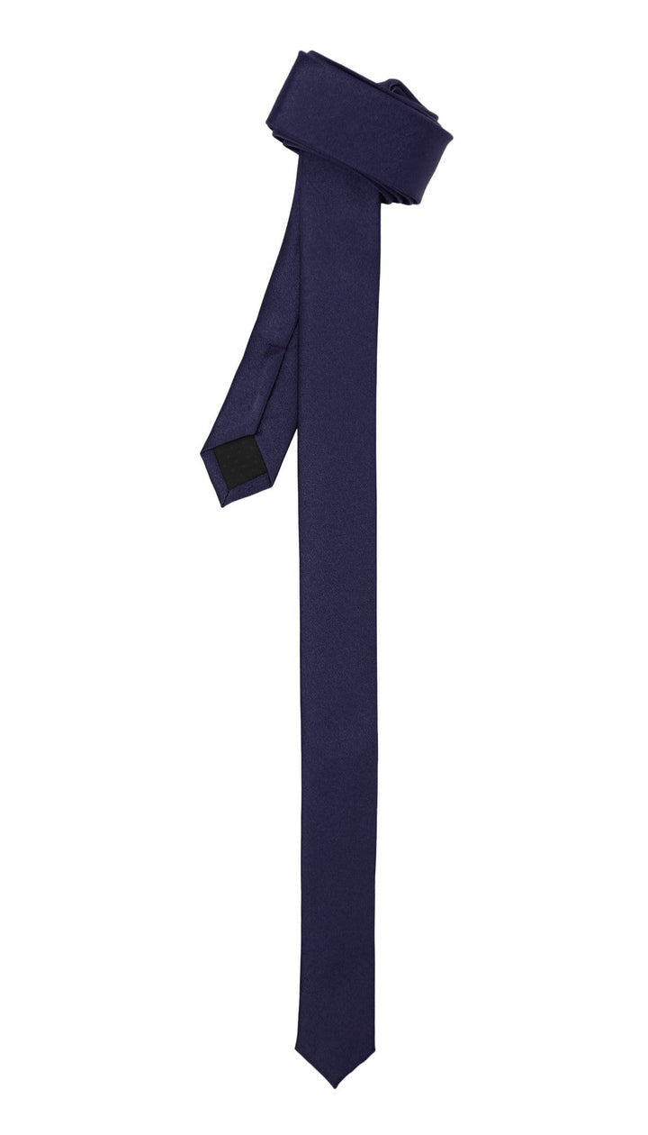 Super Skinny Navy Shiny Slim Tie - FHYINC best men&