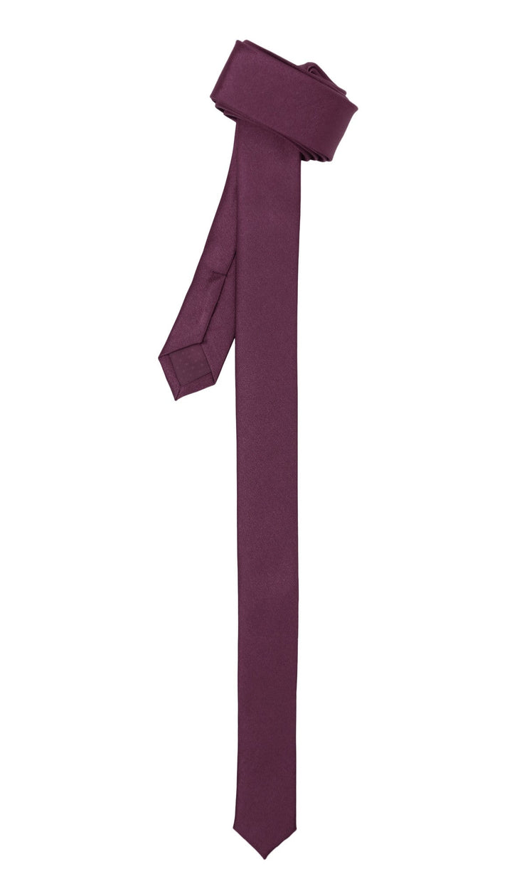 Super Skinny Plum Shiny Slim Tie - FHYINC best men&