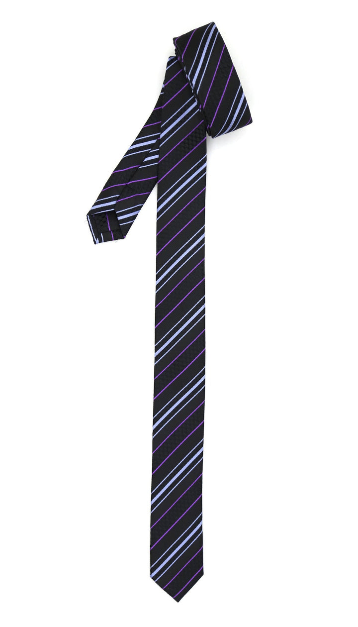 Super Skinny Stripe Purple Lavender Slim Tie - FHYINC best men&