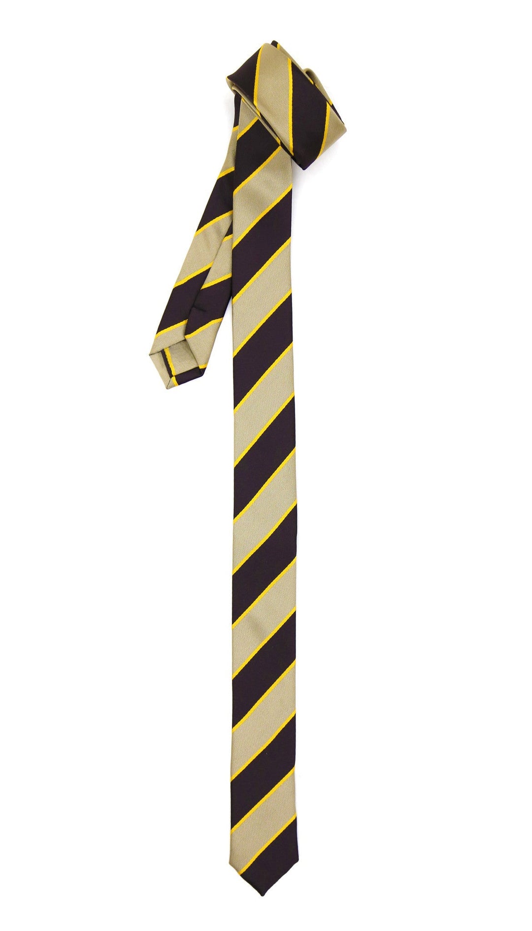 Super Skinny Stripe Beige Brown Slim Tie - FHYINC best men&