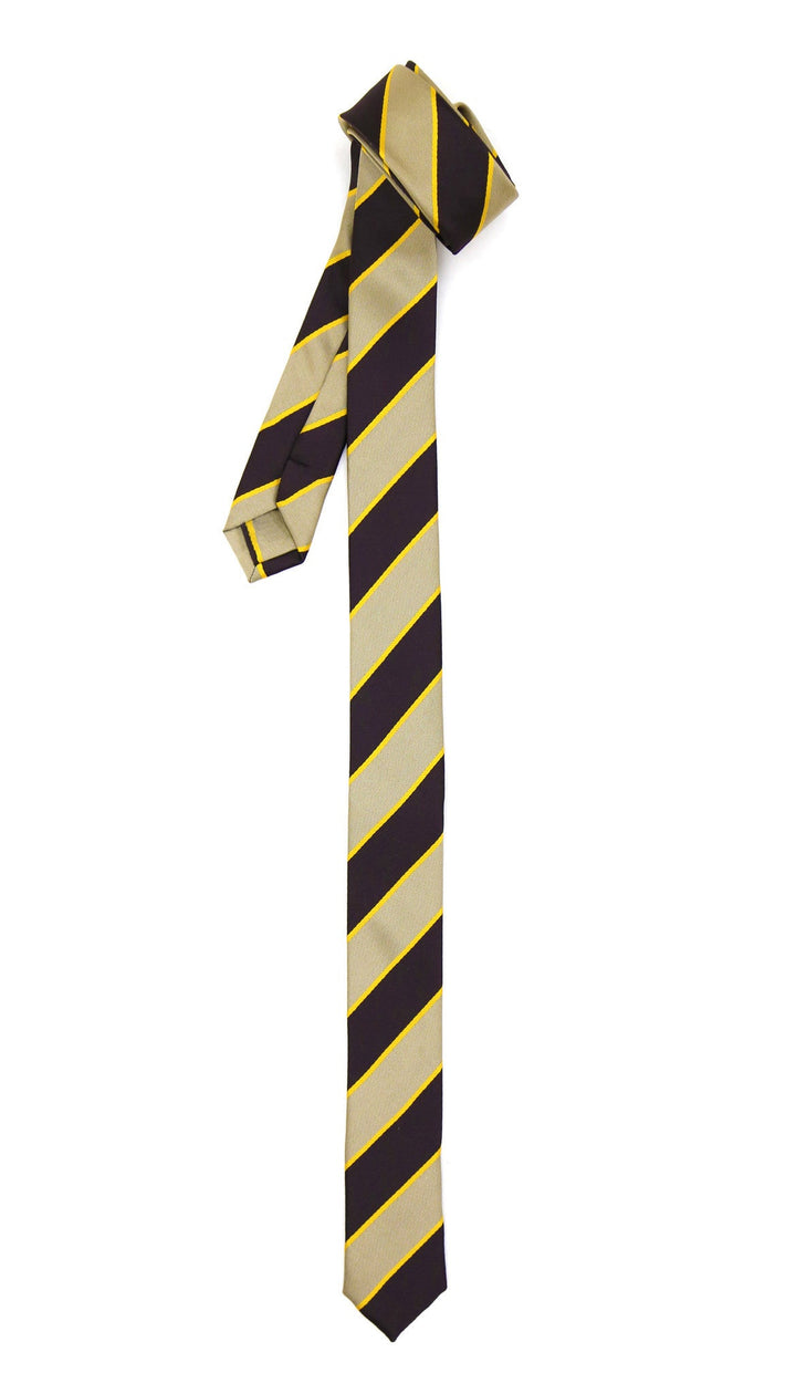 Super Skinny Stripe Beige Brown Slim Tie - FHYINC best men&