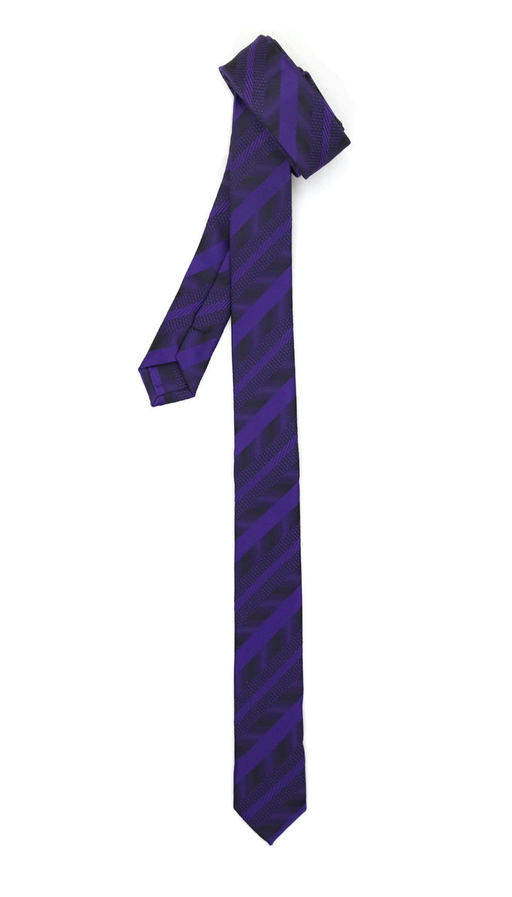 Super Skinny Stripe Purple Black Slim Tie - FHYINC best men&