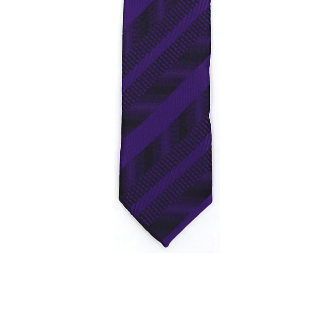 Super Skinny Stripe Purple Black Slim Tie - FHYINC best men&
