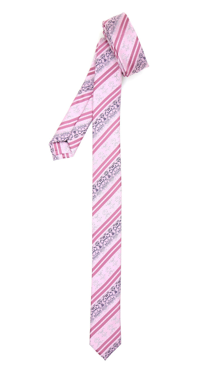Super Skinny Stripe Pink Slim Tie - FHYINC best men&
