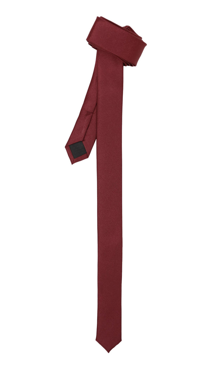 Super Skinny Wine Shiny Slim Tie - FHYINC best men&