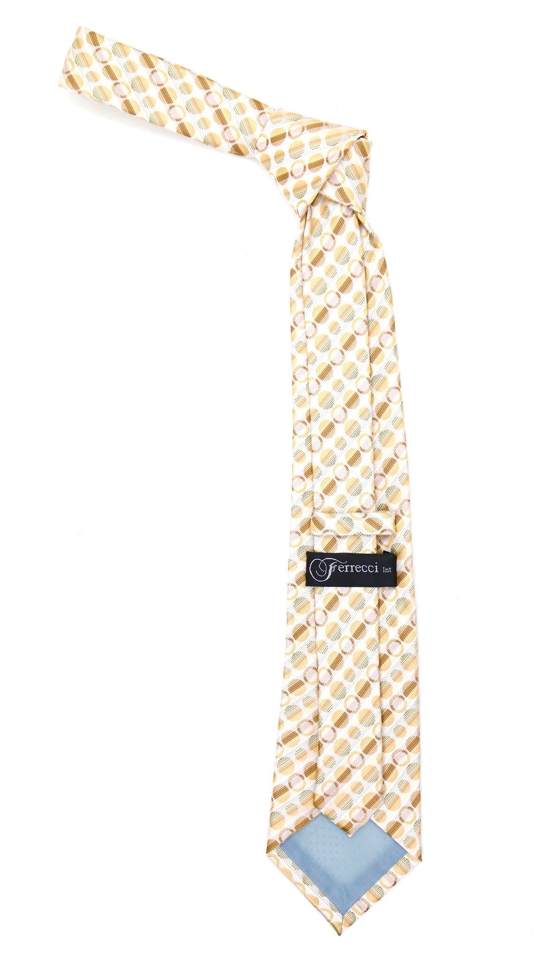 Beige Polkadot Stripe Necktie with Handkerchief Set - FHYINC best men&