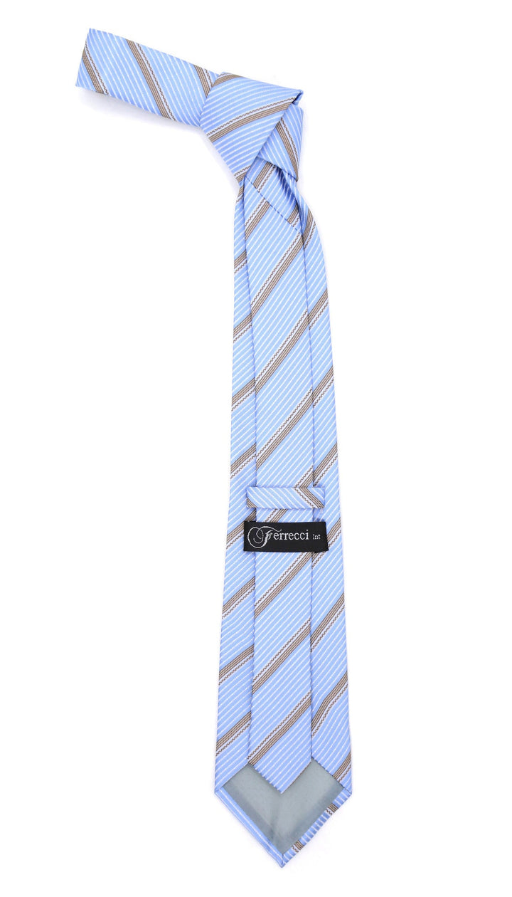 Microfiber Baby Blue Striped Tie and Hankie Set - FHYINC best men&