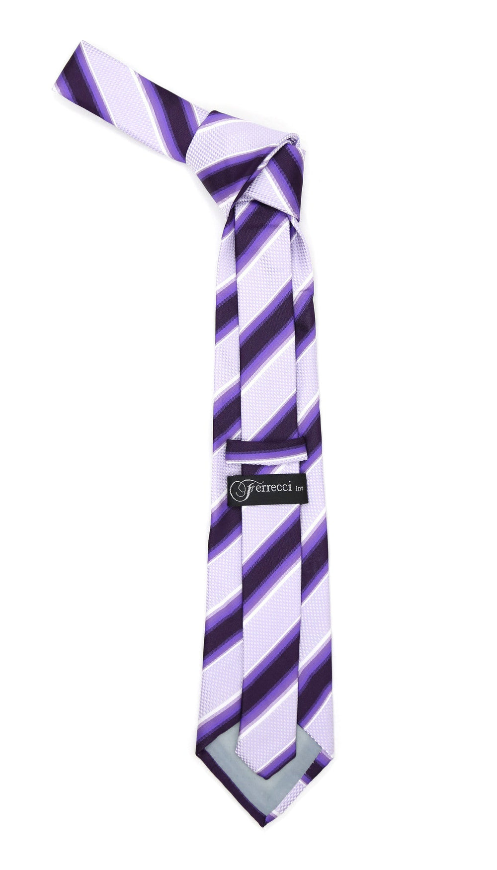 Microfiber Purple Lavender Striped Tie and Hankie Set - FHYINC best men's suits, tuxedos, formal men's wear wholesale