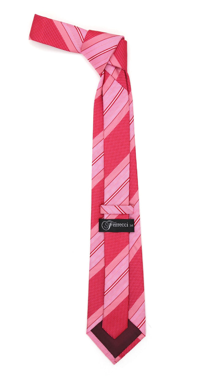 Microfiber Pink Striped Tie and Hankie Set - FHYINC best men&