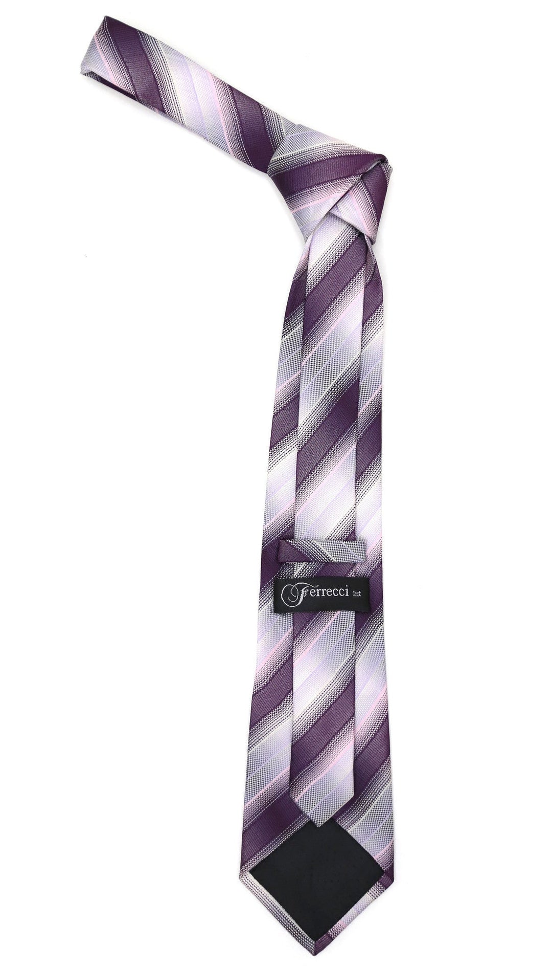 Microfiber Purple Pink Striped Tie and Hankie Set - FHYINC best men&