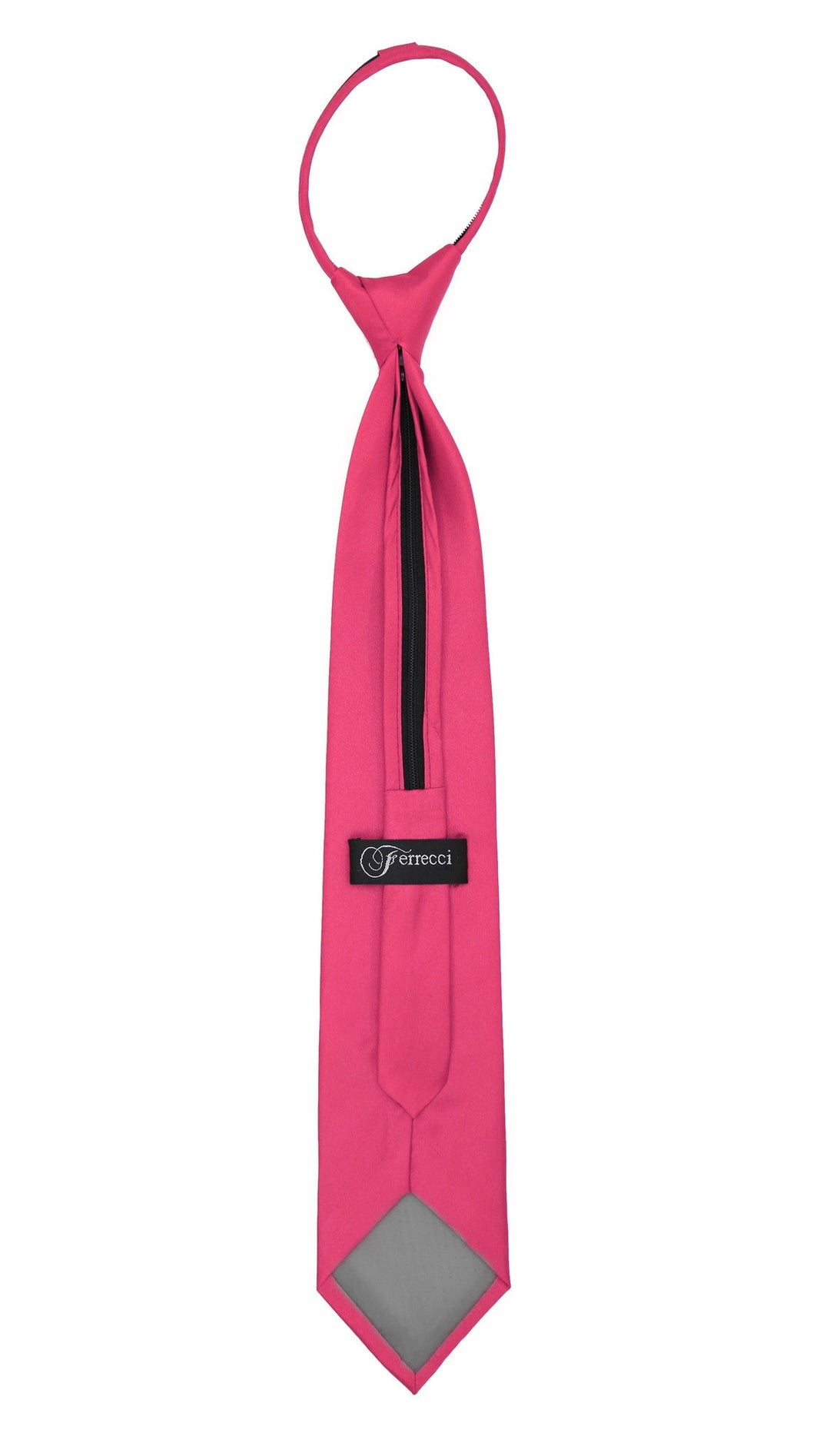 Satine Fuchsia Zipper Tie with Hankie Set - FHYINC best men&