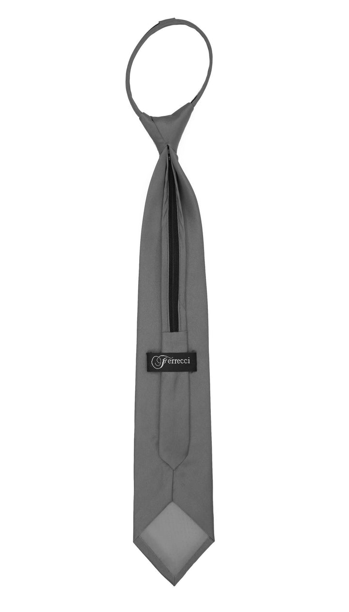 Satine Grey Zipper Tie with Hankie Set - FHYINC best men&