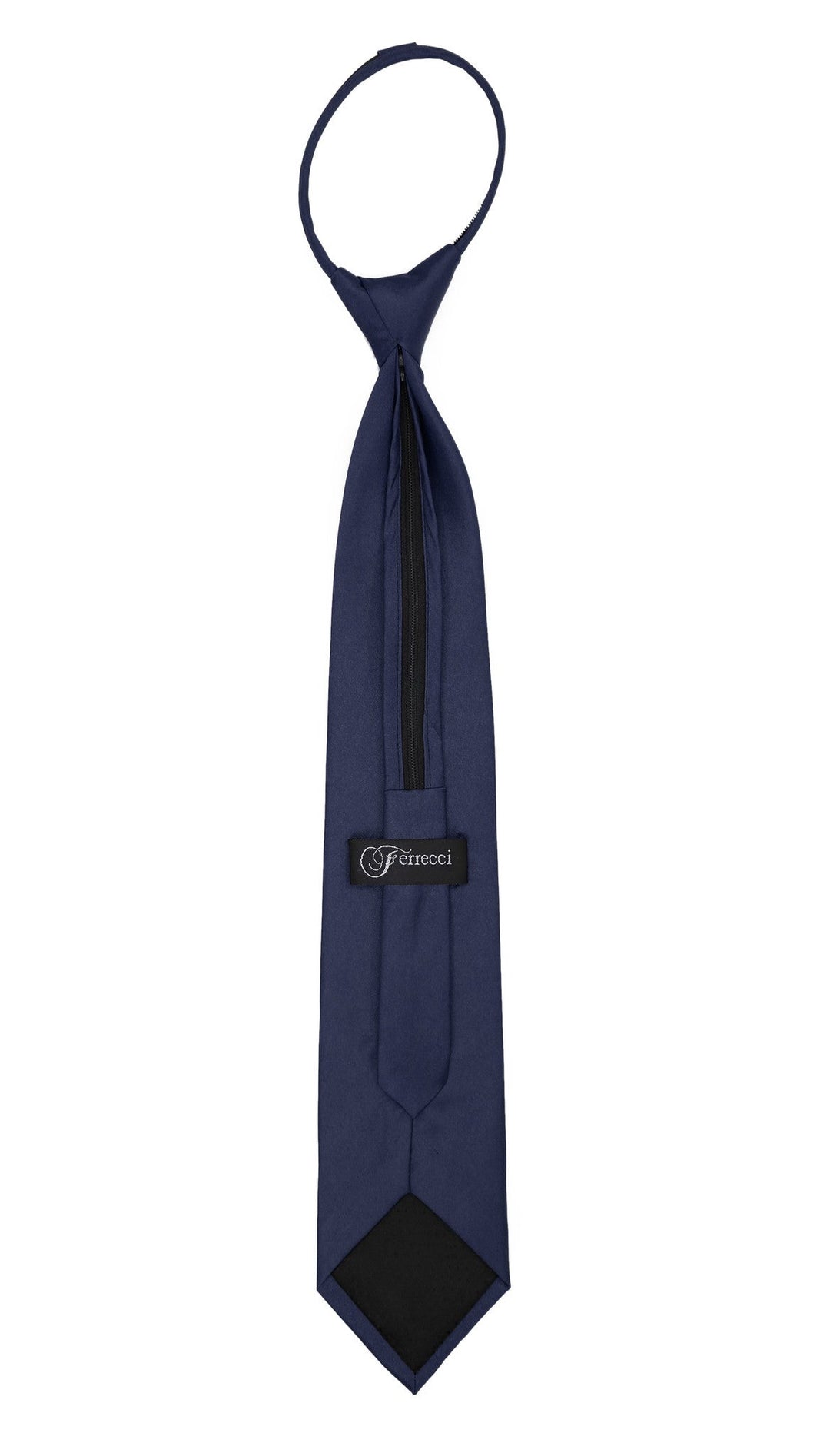 Satine Navy Zipper Tie with Hankie Set - FHYINC best men&